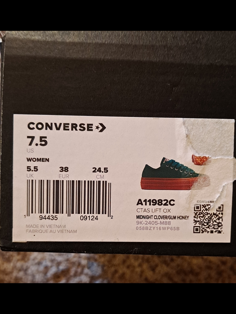 Converse CTAS Suede Women's Platform Midnight Clover/Gum Honey Sole Size 7.5 - Picture 9 of 9